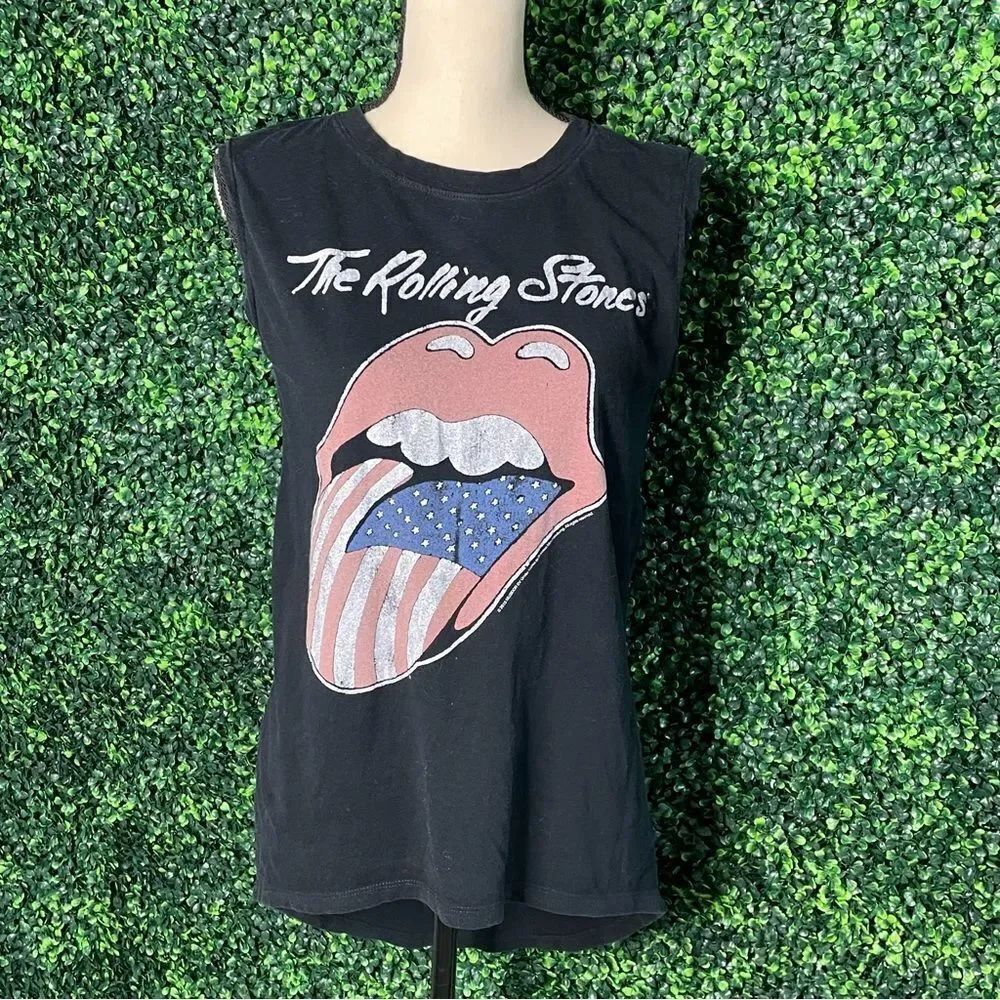 The Rolling Stones USA Graphic Tongue Hi-Lo Muscle Tank Sz S